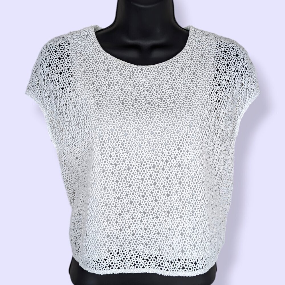 Club Monaco White Eyelet Crop Top